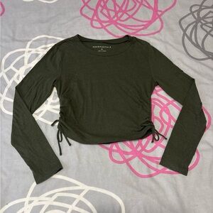Aeropostale Olive Green Ruched Long Sleeve Top